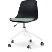 Nout-Liv bureaustoel zwart met zacht groen zitkussen - wit onderstel