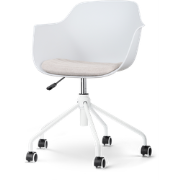 Nout-Liz bureaustoel wit met beige zitkussen - wit onderstel