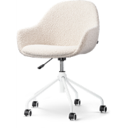 Nout-Mae bureaustoel bouclé beige - wit onderstel