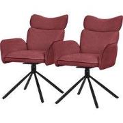 Eetkamerstoel set van 2 draaibaar rood met rugleuning en armleuning to...