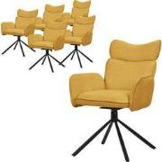 Eetkamerstoel set van 6 draaibare mosterd met rugleuning en armleuning...