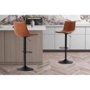 Barstoel 'Trevi' PU Cognac - 41 x  x 47 - Kunstleer, Metaal