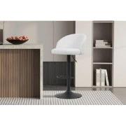 Barstoel 'Arda' Bouclé Wit - 49 x  x 46 - Teddy; Bouclé