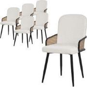 Eetkamerstoelen set van 6 beige met arm & rugleuning, gestoffeerde sto...