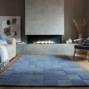 Laagpolig vloerkleed Checkerboard - Blauw - 200 x 290 cm