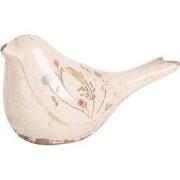 Clayre & Eef Decoratie Beeld Vogel 22x9x12 cm Beige Keramiek