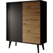 Meubella - Dressoir Palladium - Eiken - Zwart - 104 cm - Hoog