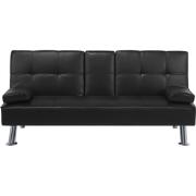 ROXEN  - Slaapbank 3-zits - Zwart - Kunstleer