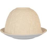 Clayre & Eef Waxinelichthouder Ø 12x8 cm Wit Porselein Huizen