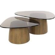 Salontafel Driehoekig Brons Glas - Set van 2 - Tinto