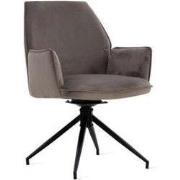 Eetkamerstoel Jill Velvet Antraciet - 90 cm x 57 cm x 63 cm - Fluweel