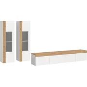 Ruda Wandkast Systeem 3 Delen Wand of Vloer Wit, Eik Decor 34 cmx270 c...