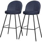 Barkruk set van 2 donkerblauw 52x102x50 cm met rugleuning en voetenste...