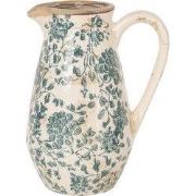 Clayre & Eef Decoratie Kan 1300 ml Groen Keramiek Bladeren