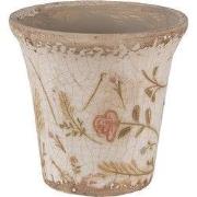 Clayre & Eef Bloempot Ø 9x8 cm Beige Roze Keramiek Bloemen