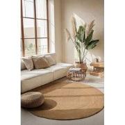Rond Jute vloerkleed - Braided Rangpur - Naturel / Goud - 140cm rond Ø