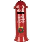 Clayre & Eef Kerstdecoratie Brievenbus Ø 19x52 cm Rood Metaal