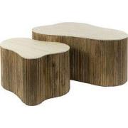 Salontafel Organisch Beige/Hout - Set Van 2 - Nuovo