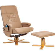 RELAXPRO - Relaxfauteuil met voetenbank - Lichtbruin - Kunstleer
