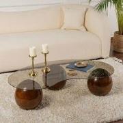 Salontafel Sphere Walnoot en Brons 120x70 cm Walnut Bronze Tempered gl...
