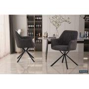 Stoel 'Lucie' Bouclé Grijs Rug PU Lichtgrijs - 62 x  x 63.00 - Textiel