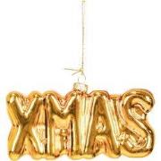Ornament Xmas Hanger XMAS -Gold - Glass - 4,5x3,5x7,5cm