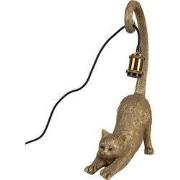 Clayre & Eef Tafellamp Kat 31x17x49 cm Goudkleurig Polyresin