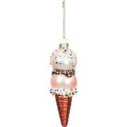 Xmas Hanger - Ice Cream - Glass - Pink/White - 5x14cm