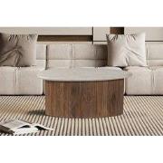 Salontafel 'Louis' 90 cm Mango hout met Travertin Beige - 90 x  x 55