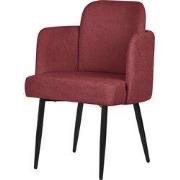 Eetkamerstoel met rugleuning & armleuning rood met metalen poten tot 1...