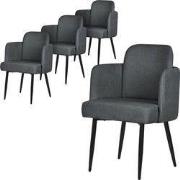 Set van 4 eetkamerstoelen met rugleuning & armleuning antraciet met me...