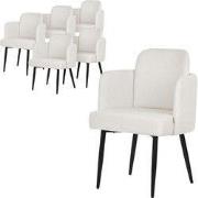 Set van 6 eetkamerstoelen met rugleuning & armleuning Beige met metale...