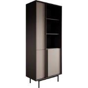 Meubella - Antigo - Boekenkast - Beige/Antraciet - 83x43x195 cm