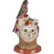 Clayre & Eef Decoratie Beeld Kat 24x21x40 cm Wit Kunststof