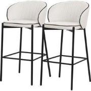 Barkruk set van 2 beige 50x101x54 cm met rugleuning en voetensteun tot...