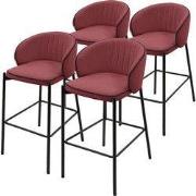 Barkruk set van 4 rood 50x101x54 cm met rugleuning en voetensteun tot ...