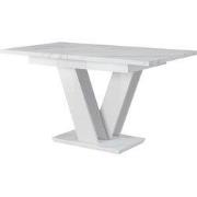 Meubella - Eetkamertafel Moris - Wit marmerlook 160cm - Uitschuifbaar