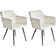 JASMIN - Eetkamerstoel set van 2 - Lichtbeige - Fluweel