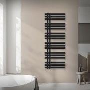 Design badkamer radiator Ijzer EM 500x1400 mm zwart mat met wandthermo...