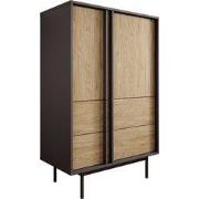 Meubella - Antigo - Dressoir - Eiken/Antraciet - 83x43x127 cm