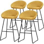 Barkruk set van 4 mosterd 56x94x50 cm met rugleuning en voetensteun to...