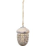 Clayre & Eef Kersthanger Eikel Ø 8x12 cm Bruin Grijs Hout