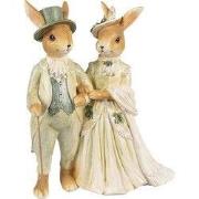 Clayre & Eef Beeld Konijn 21 cm Bruin Groen Polyester