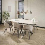 Valente Ovaal 215 Travertine 3D Keramiek Eettafel