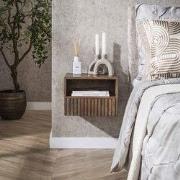 Zwevend Nachtkastje Dex Acaciahout Drift Brown 1 Lade Open Vak