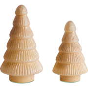 FLAREN - Set van 2 kerstdecoraties - Beige - Glas