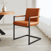 Industriële Eetkamerstoel Cognac Kuba - Kunstleer - Met Armleuningen