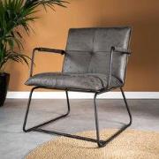 Industriële fauteuil Hailey antraciet eco-leer