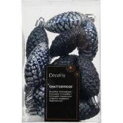 Dennenappel kunststof L9b5h14 cm blauw 12 st