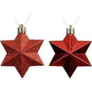 Ster kunststof L9b9h12 cm rood 12 st